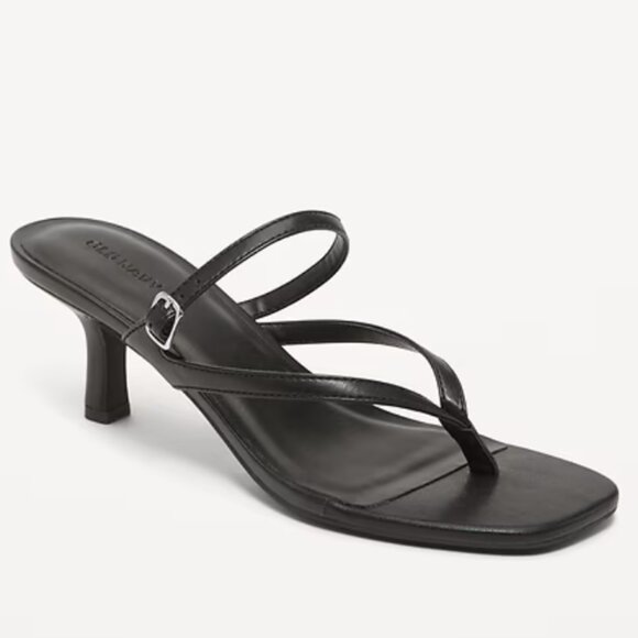 Old Navy Kitten Heel Thong Sandals in Black - Picture 1 of 5
